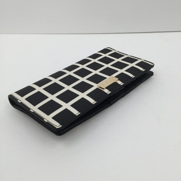 Kate Spade Stacy Laurel Way printed check wallet plaid snap Saffiano bifold new - Picture 2 of 5